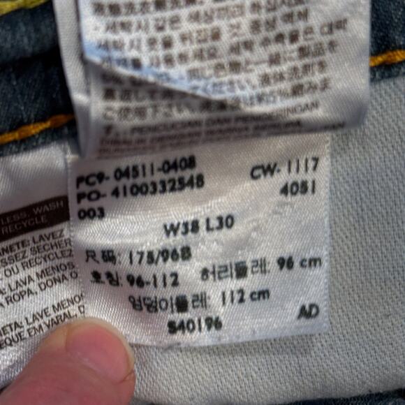 Levis 511 Jeans Mens 38x30 Blue Denim Slim Fit Stretch Straight Leg Zip Fly Work - Picture 8 of 16